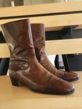 Brown Leather Men's Mid-Calf Boots